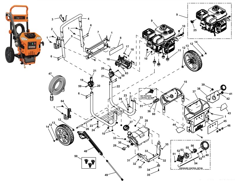 generac 0064130 Power Washer repair Parts